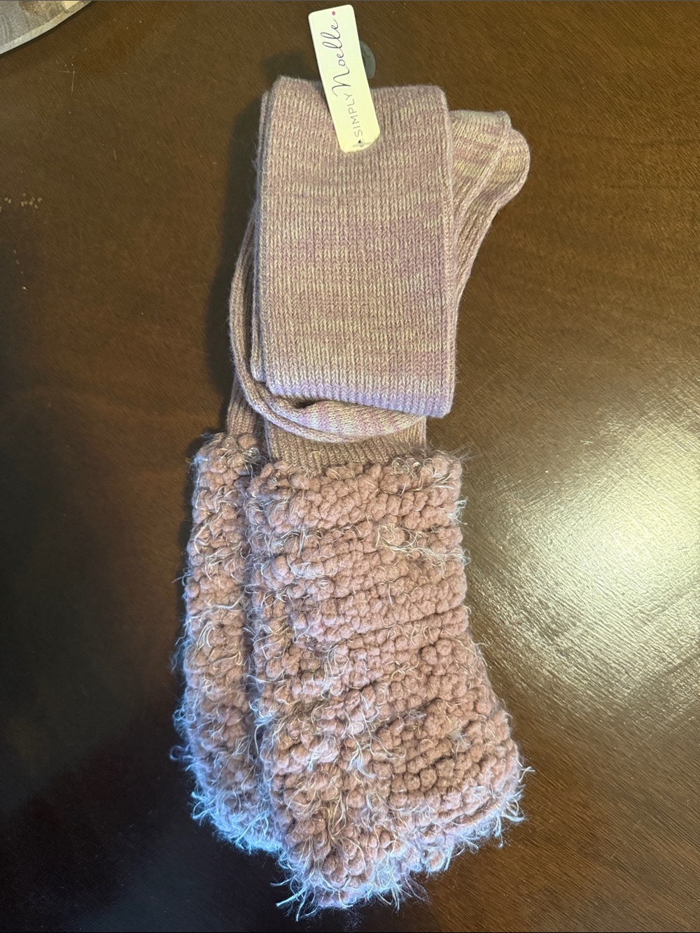 Simply Noelle Dusty Pink Knit Leg Warmers/ boot socks with Fuzzy Cuff